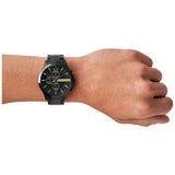 Armani Exchange black steel watch gold-tone accents UK version