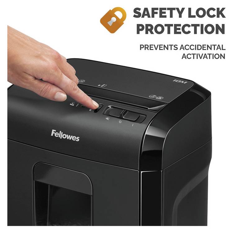 Fellowes micro cut shredder 10M 10 sheet 19 litre, imported from the UK