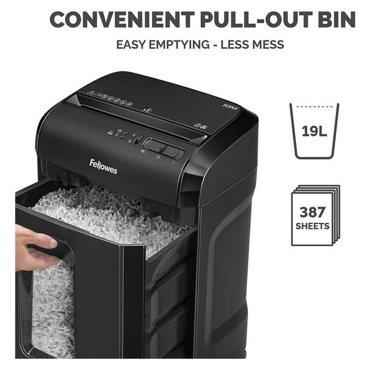 Fellowes micro cut shredder 10M 10 sheet 19 litre, imported from the UK