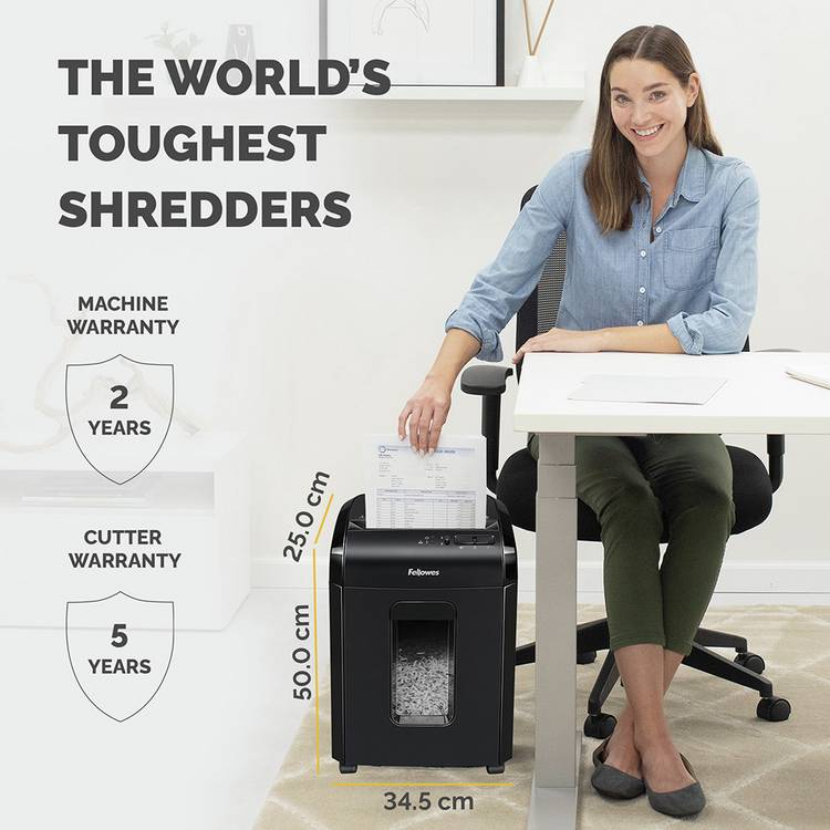 Fellowes micro cut shredder 10M 10 sheet 19 litre, imported from the UK