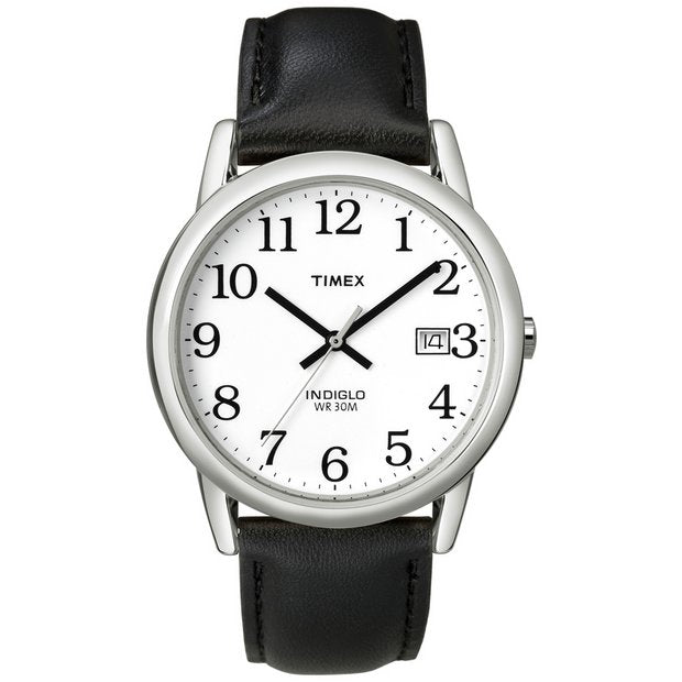 Timex men's black leather strap watch 35mm (British brand)