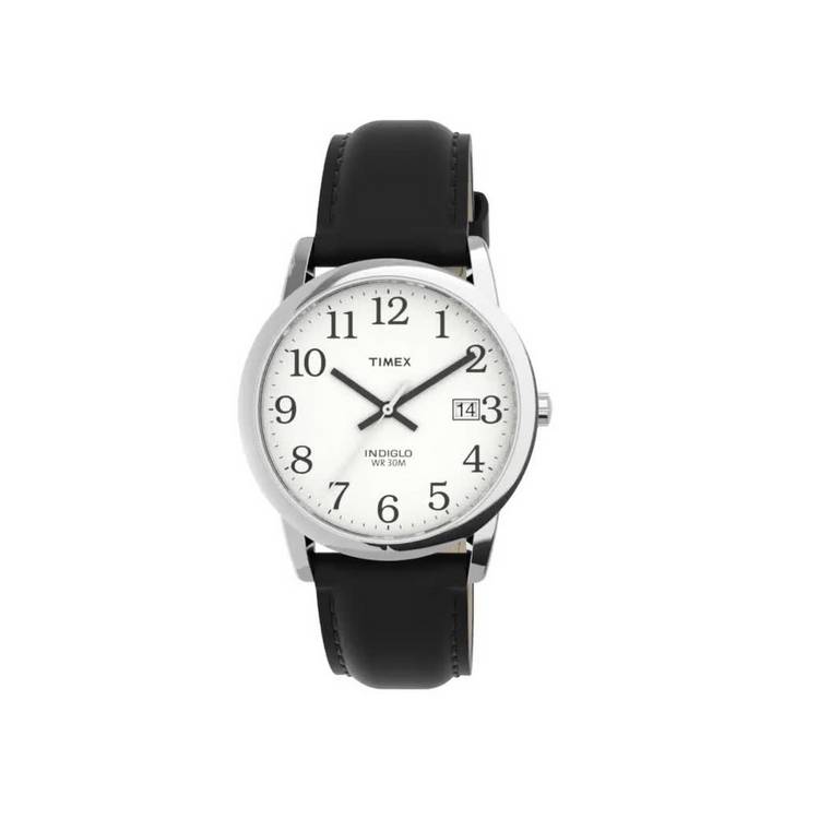 Timex men's black leather strap watch 35mm (British brand)