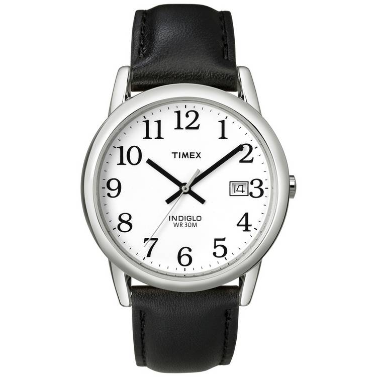 Timex men's black leather strap watch 35mm (British brand)