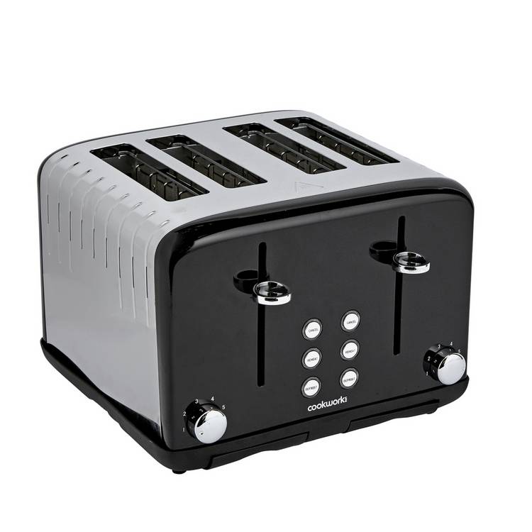 Cookworks Pyramid 4 Slice Toaster in Black, imported from the UK