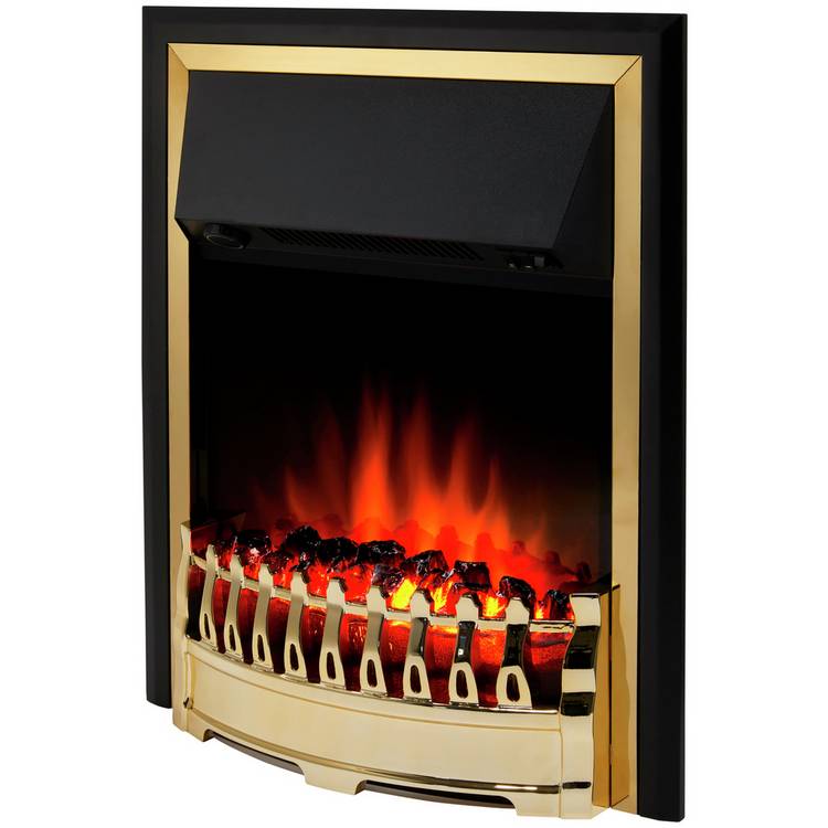 Glen Crofton 2kW classic brass inset electric fire, imported from the UK