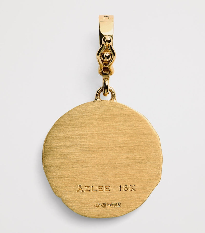 Azlee phoenix coin charm in 18k yellow gold with diamonds, UK version
