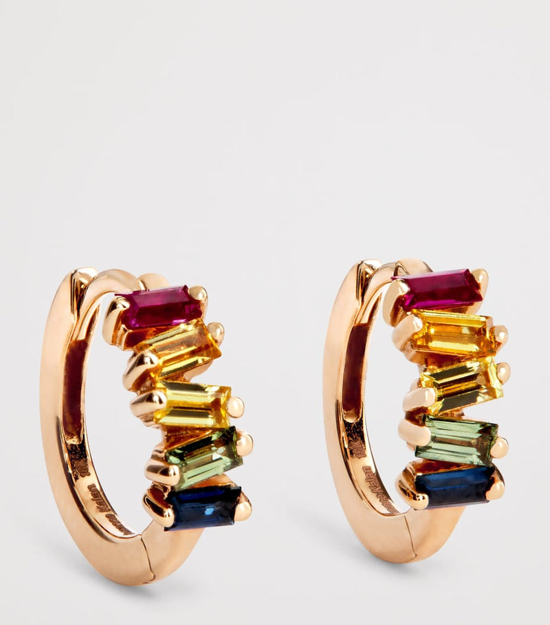 Suzanne Kalan rainbow sapphire huggie earrings, UK version