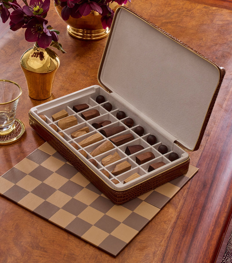 Aerin Leather Enzo Travel Chess Set - British product