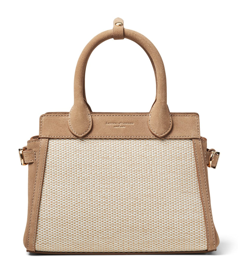 Aspinal of London Savannah bag in raffia and suede - British product
