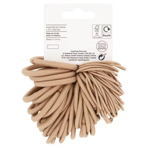 Superdrug hair bands assorted blonde pack of 70 (British brand)