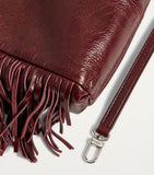 Maje cracked leather fringed M handbag (British brand)
