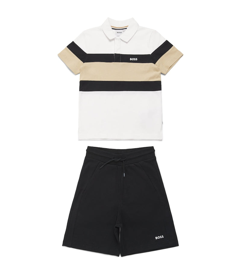 BOSS Kidswear Bermuda polo shirt and shorts set for kids 4-16 years - British product