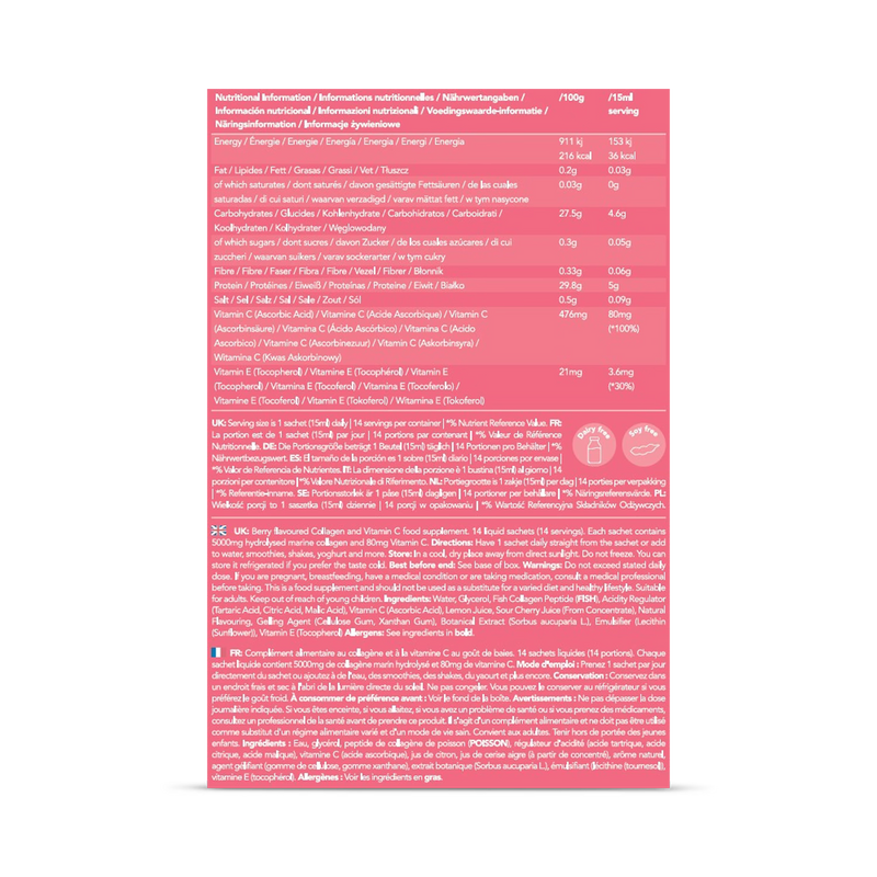 Zooki marine collagen 5000mg berry flavour sachets (British brand)