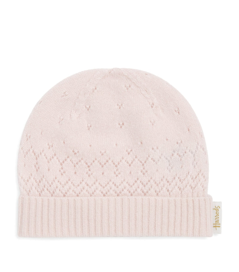 Harrods baby cashmere hat with pointelle detailing, British product
