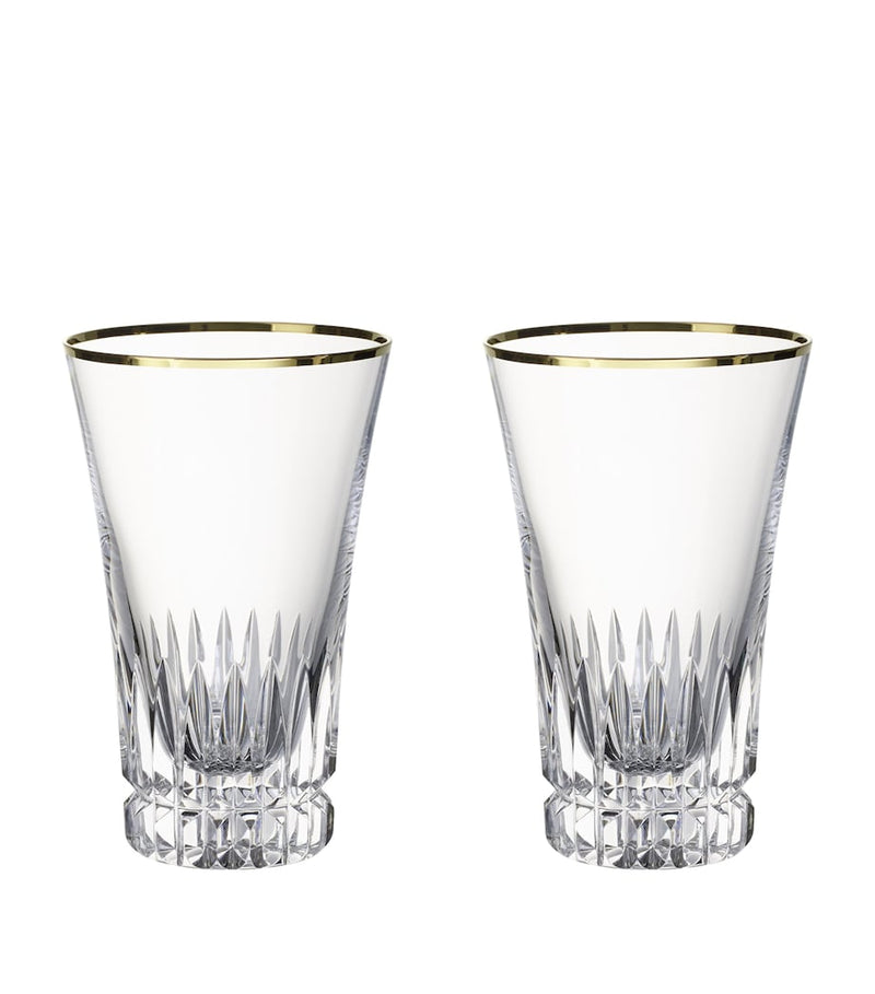 Villeroy & Boch Grand Royal Gold Tall crystal glass tumblers 300ml (British brand)
