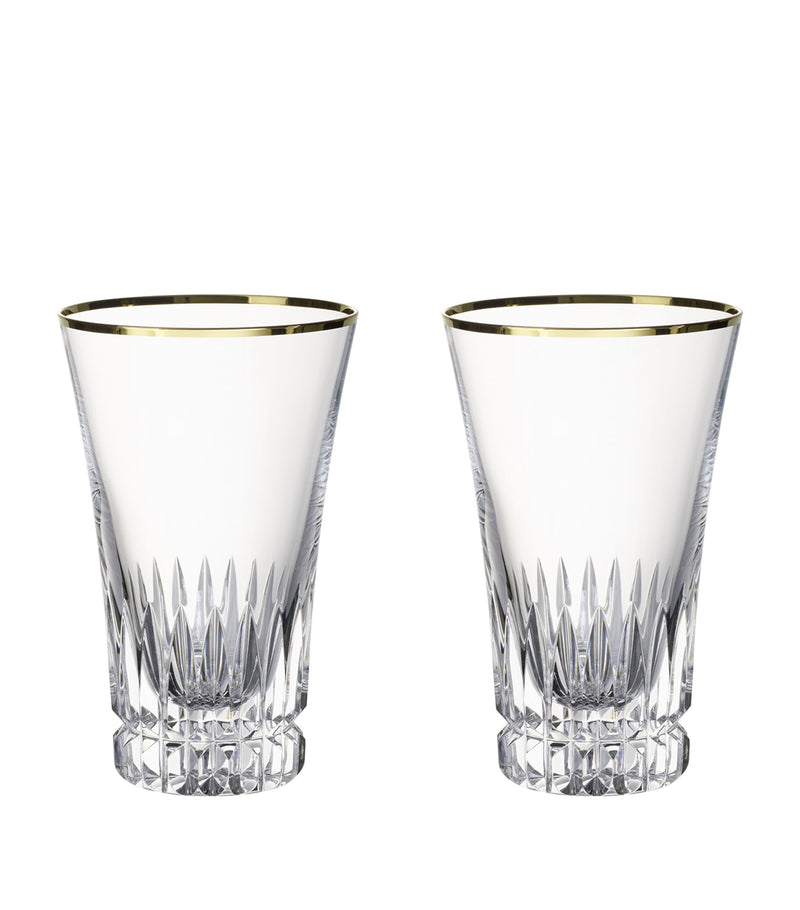 Villeroy & Boch Grand Royal Gold Tall crystal glass tumblers 300ml (British brand)
