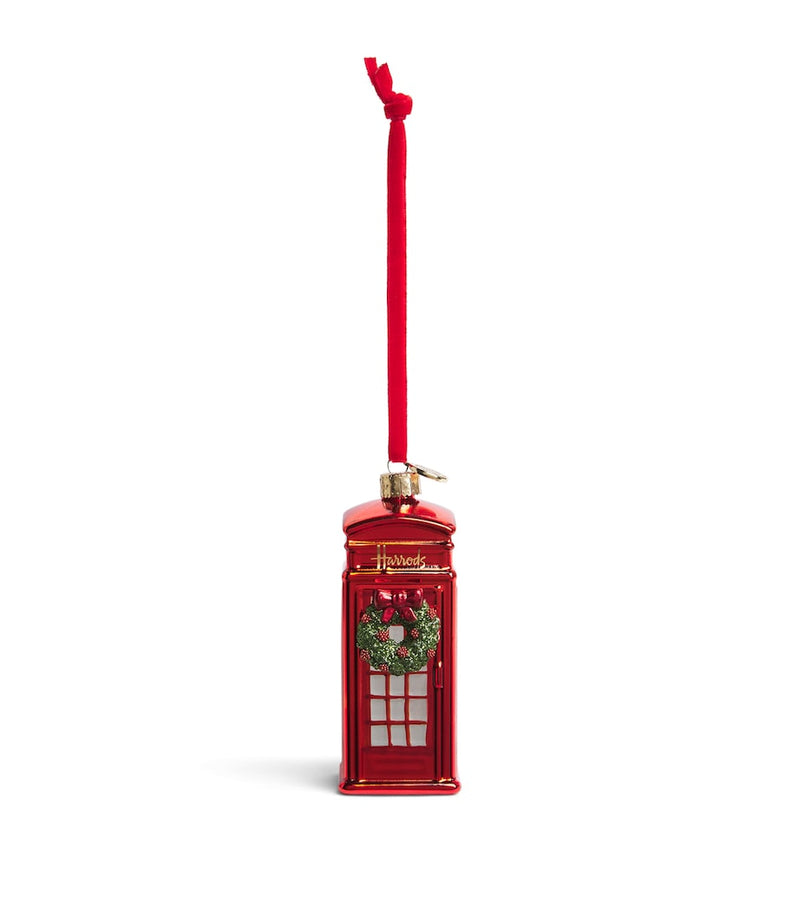 Harrods telephone box wreath tree decoration 11cm, imported from the UK