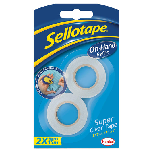 Sellotape On-Hand Dispenser Refills - Super Clear Tape X2 Rolls GOODS Sainsburys   