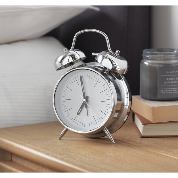 Constant twin bell alarm clock silver 16cm, UK version