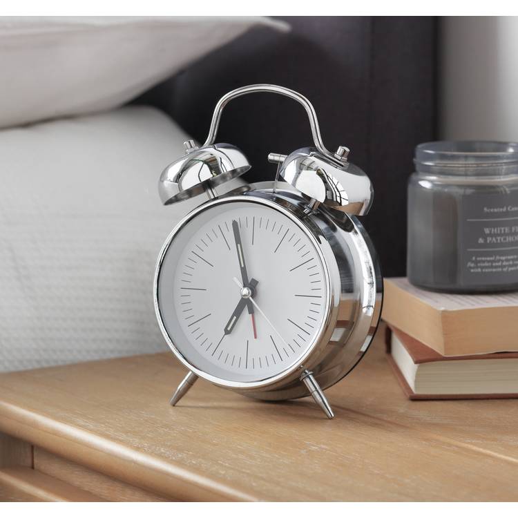 Constant twin bell alarm clock silver 16cm, UK version