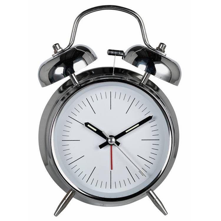 Constant twin bell alarm clock silver 16cm, UK version