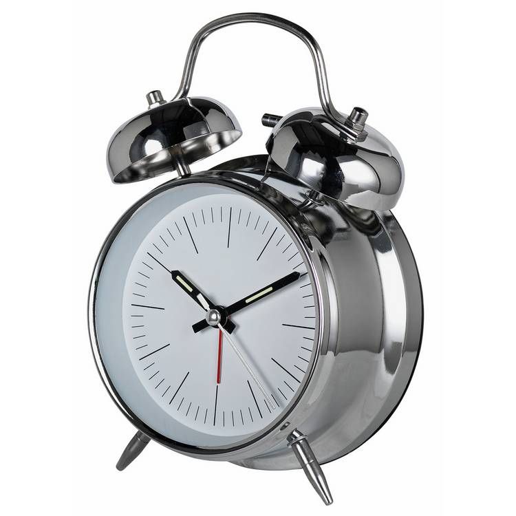 Constant twin bell alarm clock silver 16cm, UK version