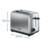 Russell Hobbs 2 slice toaster brushed stainless steel, UK version
