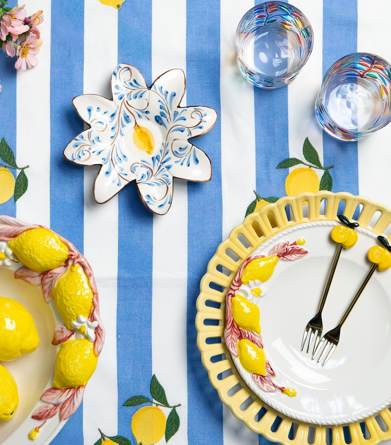 Les-Ottomans ceramic Positano lemons starter plate, imported from the UK