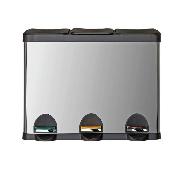 Habitat 45L triple compartment recycling bin, stainless steel - British product