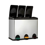 Habitat 45L triple compartment recycling bin, stainless steel - British product