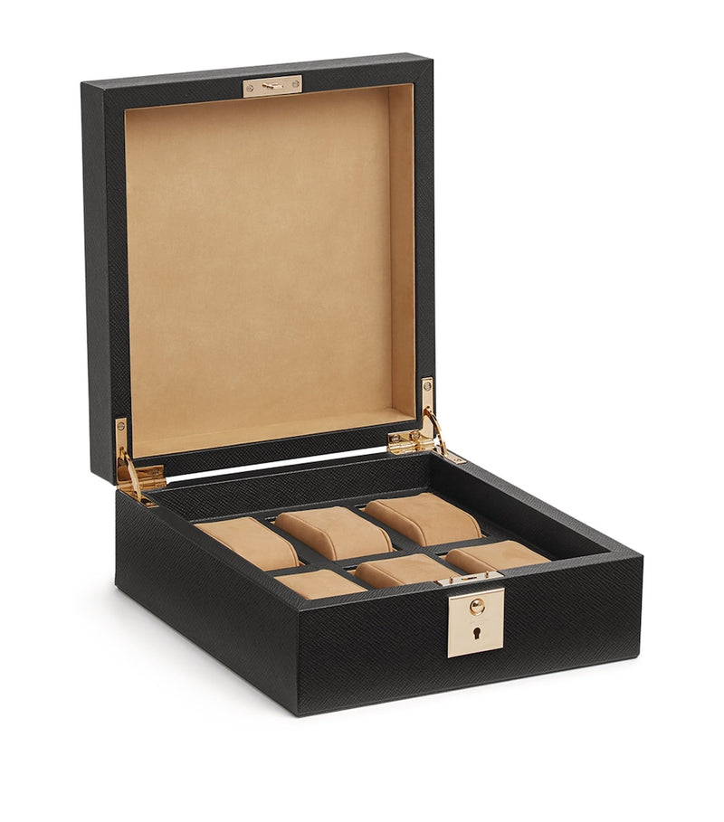 Smythson Panama watch box in crossgrain leather (British brand)