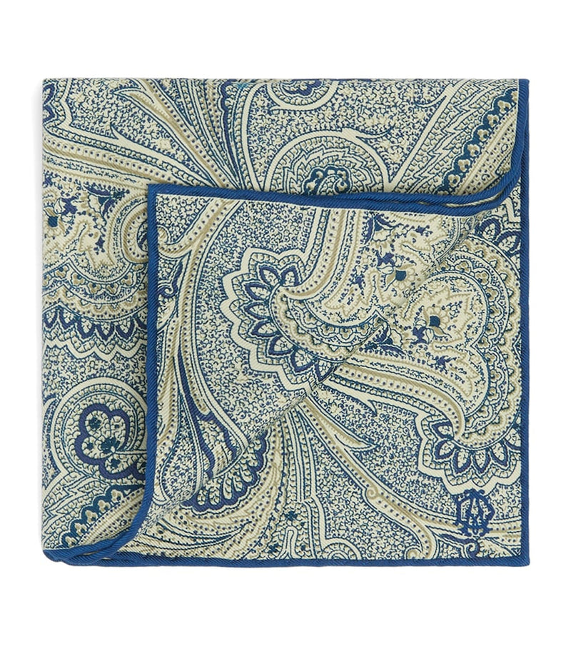 Dunhill mulberry silk paisley pocket square 30cm (British brand)