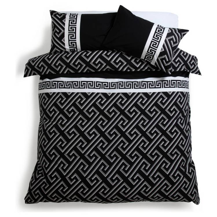 Argos Home Greek Geo bedding set single black grey (British brand)