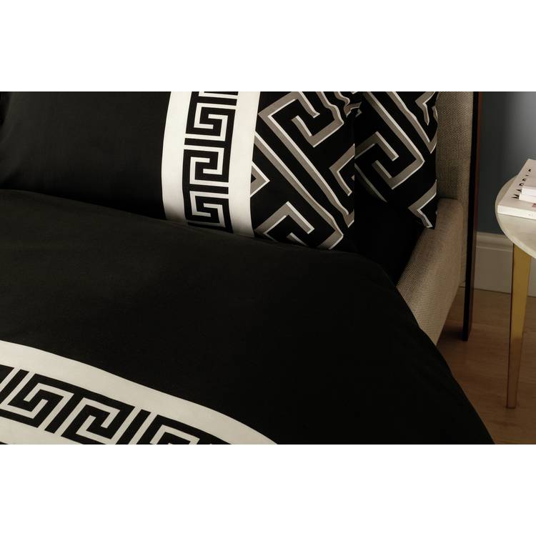 Argos Home Greek Geo bedding set single black grey (British brand)