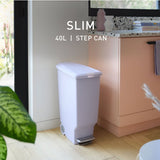 Simplehuman 40 litre slim plastic pedal bin lilac (British brand)