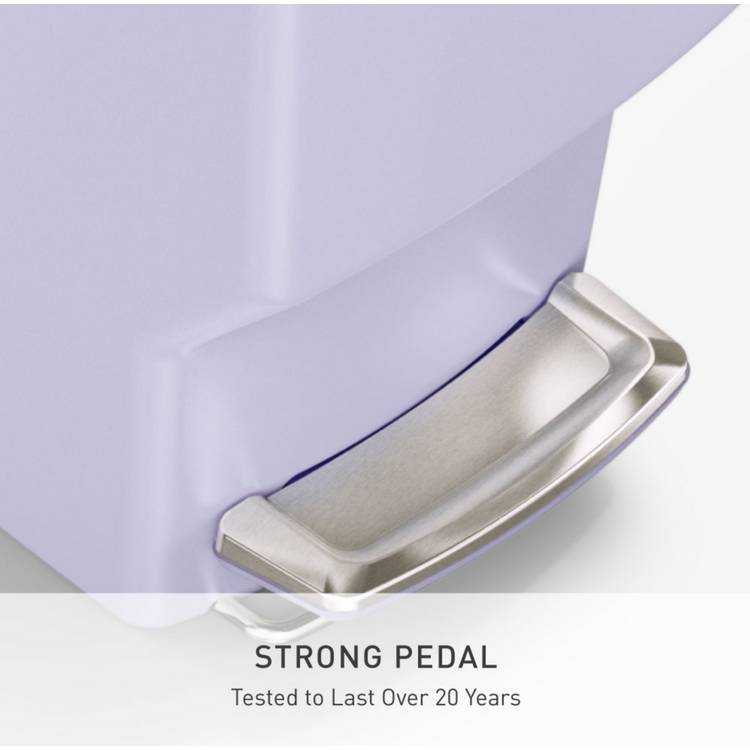 Simplehuman 40 litre slim plastic pedal bin lilac (British brand)