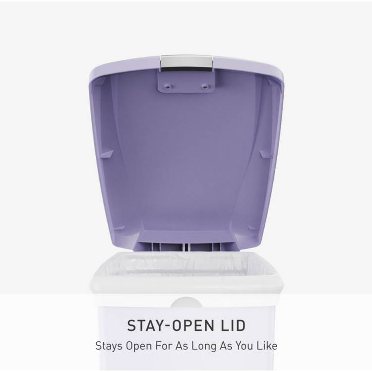 Simplehuman 40 litre slim plastic pedal bin lilac (British brand)
