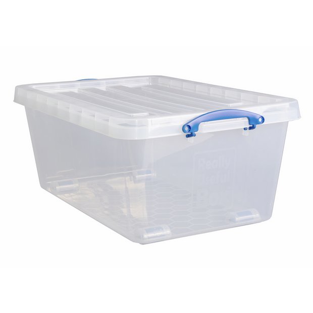 Really Useful clear 63.5L storage boxes, UK version