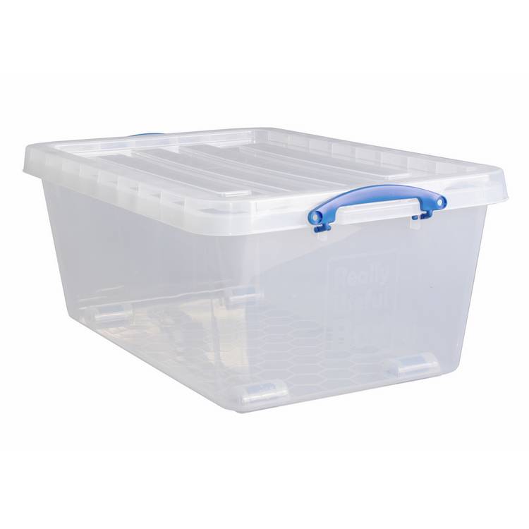 Really Useful clear 63.5L storage boxes, UK version
