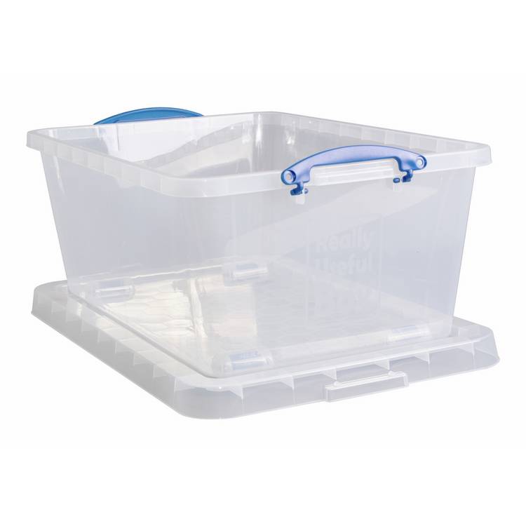 Really Useful clear 63.5L storage boxes, UK version