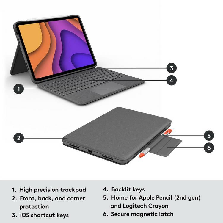 Logitech iPad Air folio keyboard case Grey, imported from the UK