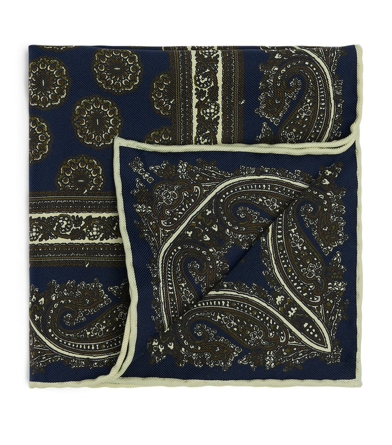 Dunhill mulberry silk floral medallion pocket square, UK version