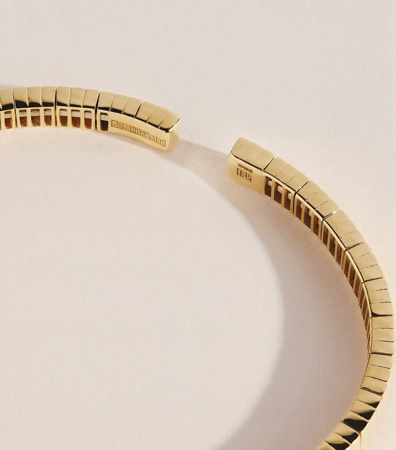 Suzanne Kalan yellow gold baguette diamond inlay bangle, UK version