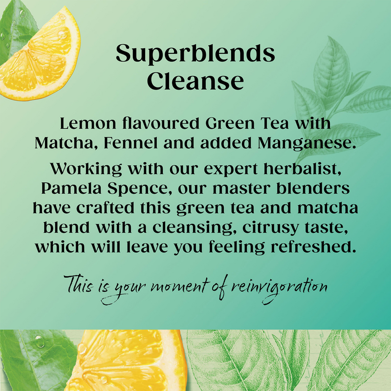 Twinings Superblends Cleanse Matcha Tea Lemon Flavour 40g (British brand)