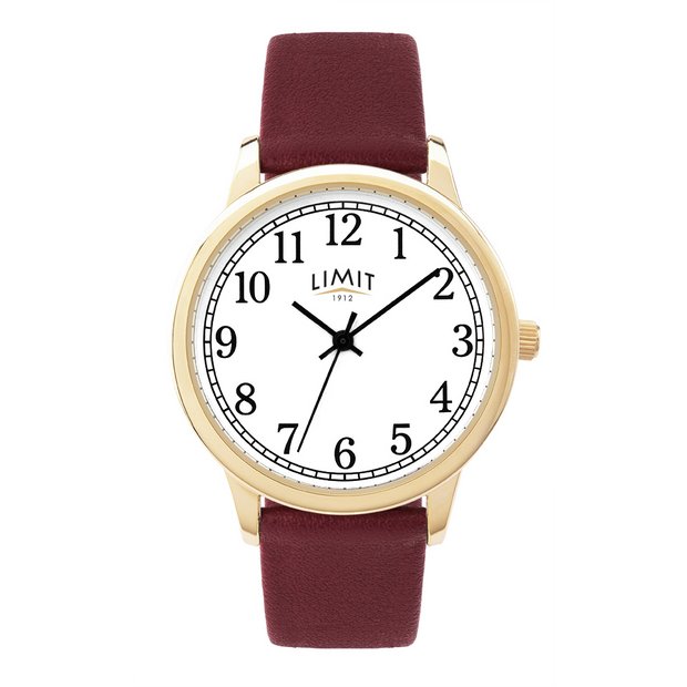 Limit white dial burgundy strap ladies watch (British brand)