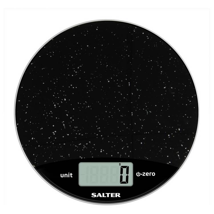 Salter round marble digital kitchen scale black, imported from the UK