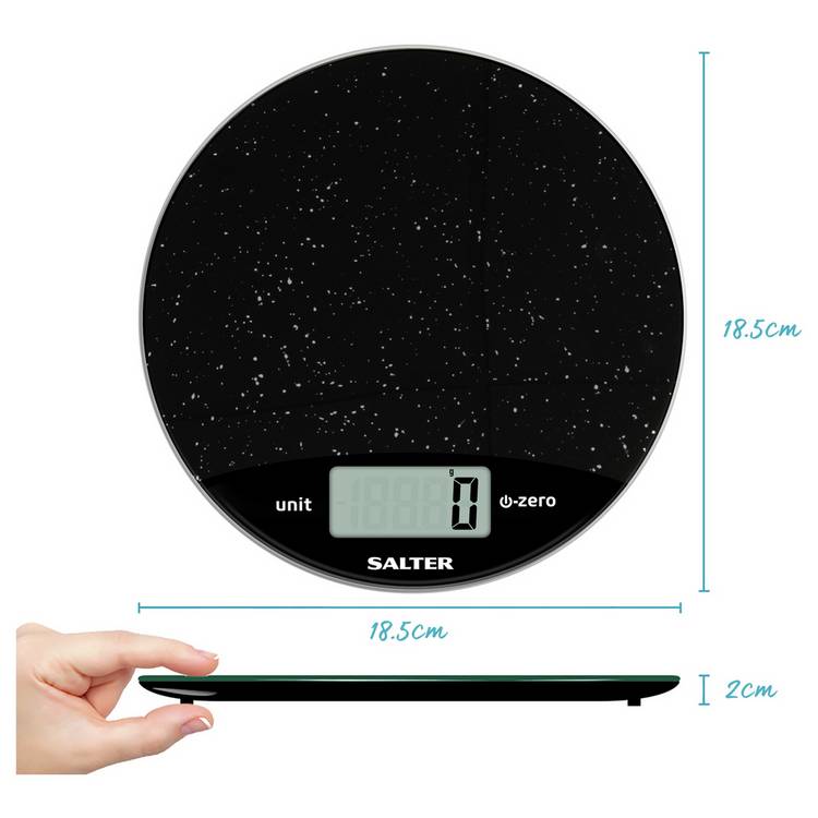 Salter round marble digital kitchen scale black, imported from the UK