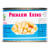Evergreens pickled leeks in a can - British product
