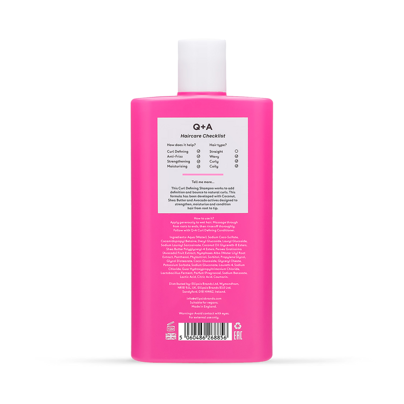 Q+A curl defining shampoo 250ml for curly hair - British product