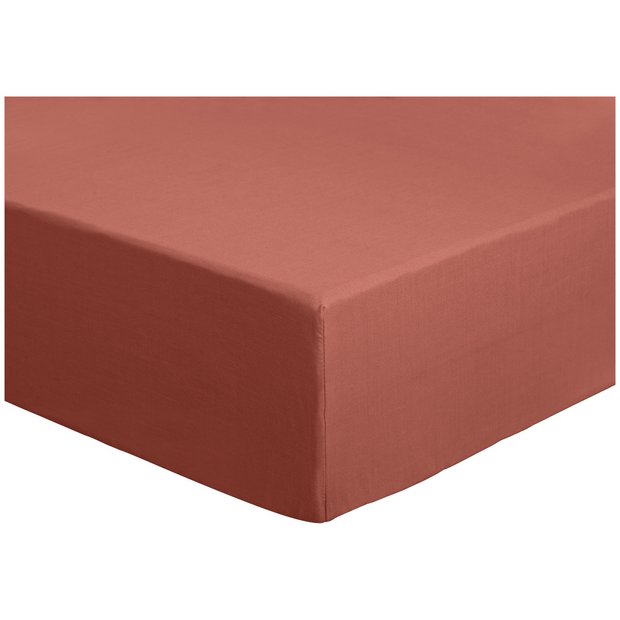 Habitat plain rust fitted sheet single, imported from the UK